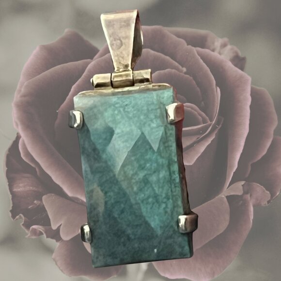 Vintage Rectangular Labradorite Hinged Sterling Silver Pendant - 10g - VG / EUC - Picture 2 of 14